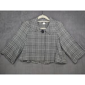 Wet Seal Womens Plaid Long Sleeve Single Button Blazer Jacket Sz S Crop Vintage